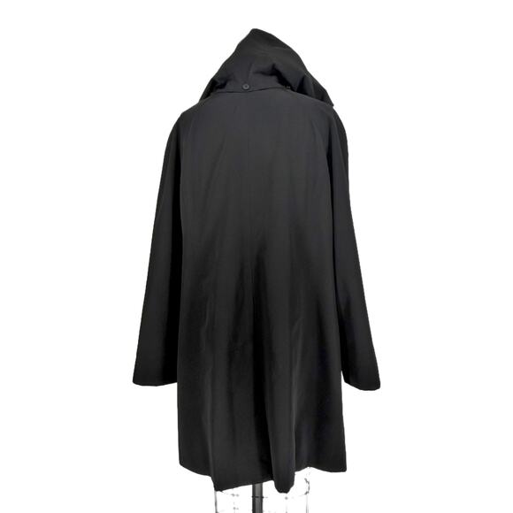 London Fog Water Resistant Hooded Trench Coat size Large Black Raincoat - Picture 4 of 11